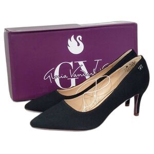 GV Cotton Denim Women's 3" Black Classic Logo High Heels Cushioned NIB Size 9